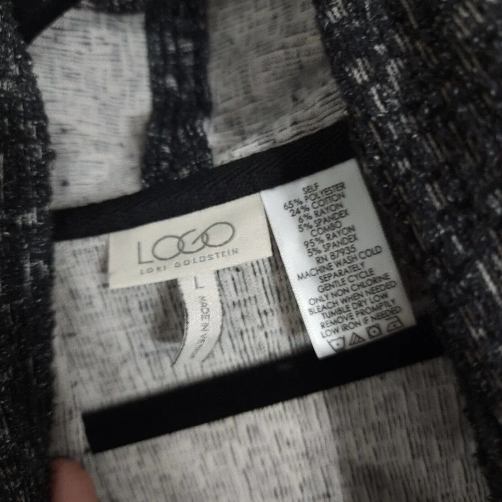 Logo Lori Goldstein Womens Cardigan Gray Knit Long Sleeve Open Front Sweater L - Picture 7 of 9